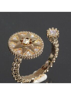 Dior Rose De Van Pave Diamond Ring 750 18K Pink Gold Box And Paper E1112